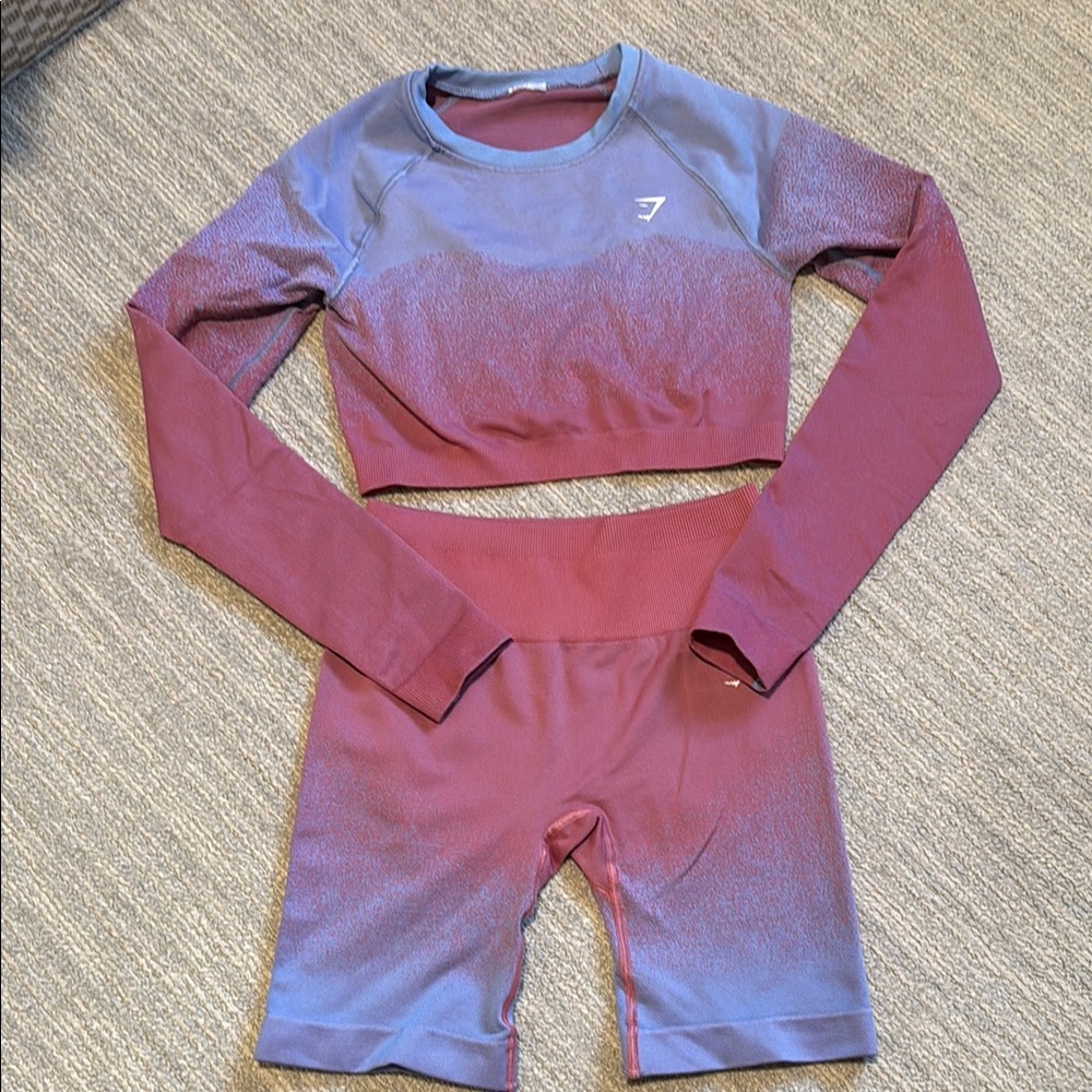 Gymshark adapt ombre seamless workout set -  top- medium and shorts- small